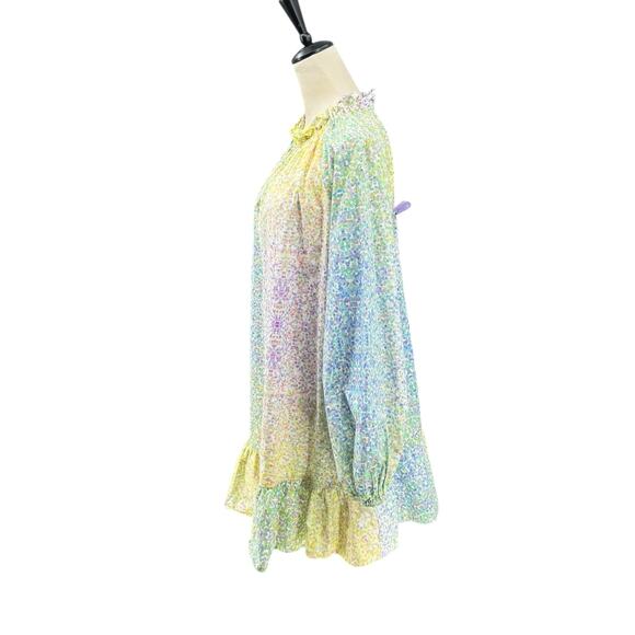 Cynthia Rowley Confetti Dot Print 100% Poplin Cotton Long Sleeve Shift Dress - Picture 6 of 16